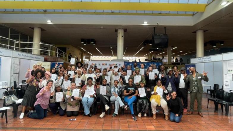 students and staff at language indaba