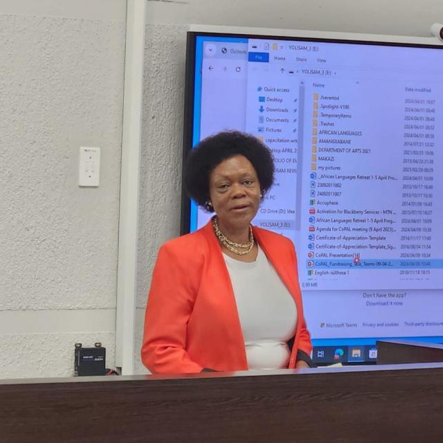 Prof Makhubu-Badenhorst presenting on DHET NLPFPHEIs UCDP to implement institutional policies