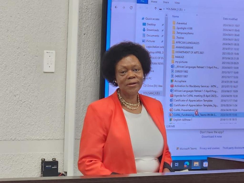 Prof Makhubu-Badenhorst presenting on DHET NLPFPHEIs UCDP to implement institutional policies